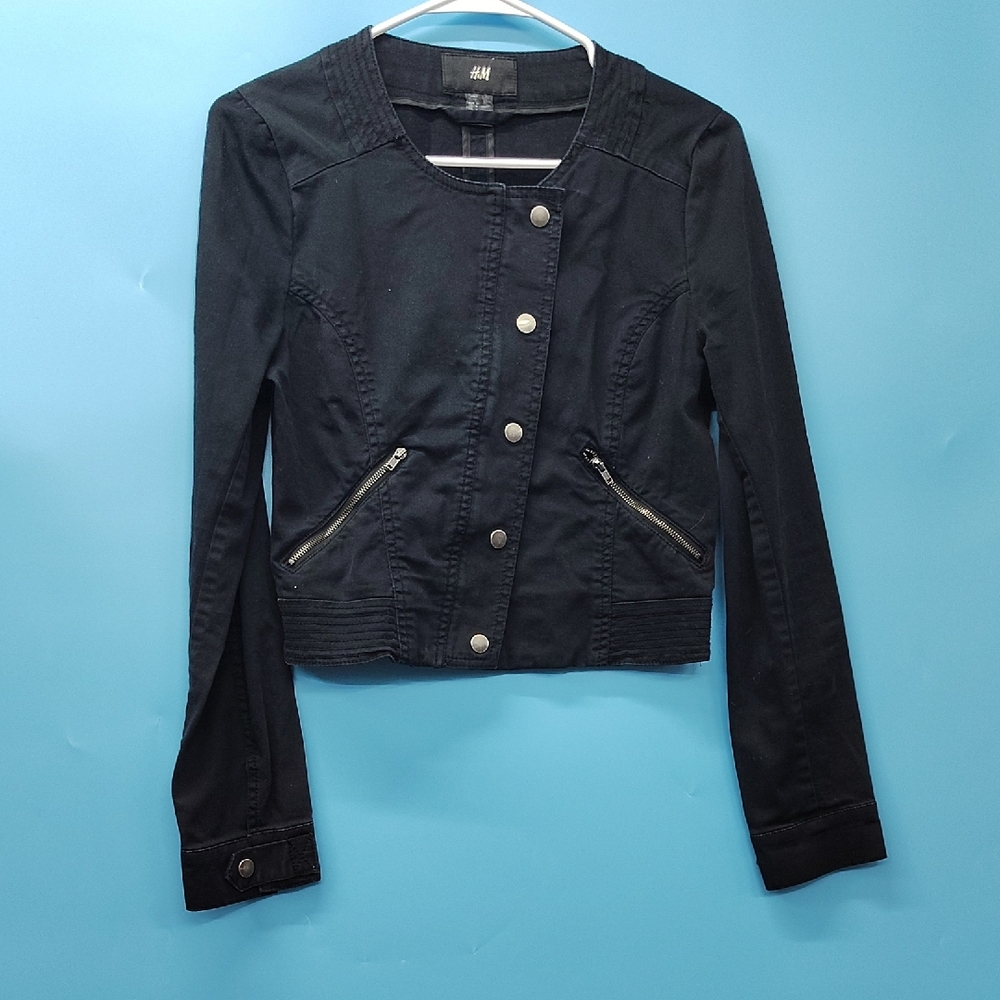 H&M Black Utility Jacket with Silver Accents